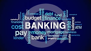 4k Banking Animated Tag Word Cloud,Text Design Animation typography loop.