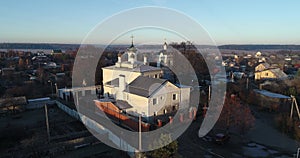 4k Beautiful aerial video of The Church of Saint Nikolas in Kuvekino