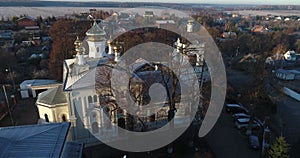 4k Beautiful aerial video of The Church of Saint Nikolas in Kuvekino