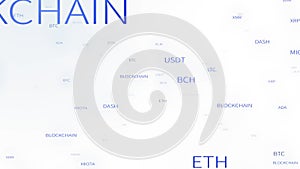 4k Blockchain Animated Tag Word Cloud,seamless loop.