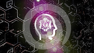 4k Brain AI Artificial Intelligence circuit,Matrix binary computer code text.