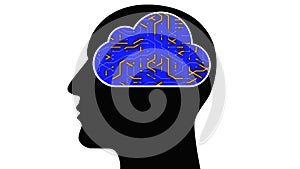 4k Brain head connect digital lines,AI artificial intelligence,cloud computing.