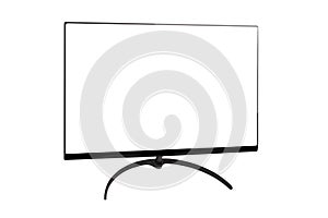 4K computer monitor with flat screen LCD, TV mockup, white blank HD monitor mockup, modern video panel. Widescreen show your