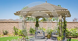 4k Contractor Facing Custom Pergola Drawing Transitioning to Photograph