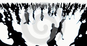 4k Crowd Of People walking,businessman silhouette.