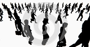 4k Crowd Of People walking,businessman silhouette.