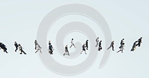 4k Crowd Of People walking,businessman silhouette.