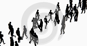 4k Crowd Of People walking,businessman silhouette.