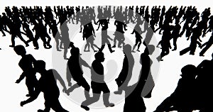 4k Crowd Of People walking,businessman silhouette.