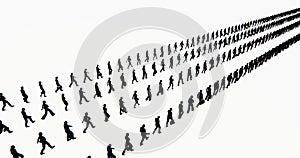 4k Crowd Of People walking turned into a row array,businessman silhouette,army matrix.