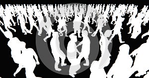 4k Crowd Of People walking,white businessman silhouette in black background.