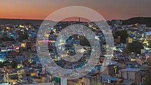 4K Day to Night Time lapse of Jodhpur blue city, Rajasthan, India