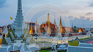 4K Day to night timelapse of Grand palace, famous landmark of Bangkok, Thailand