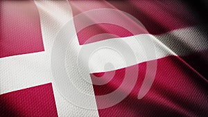 4k Denmark National flag wrinkles wind in Danish seamless loop background.