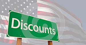 4k Discounts Green Road Sign Over Ghosted American Flag