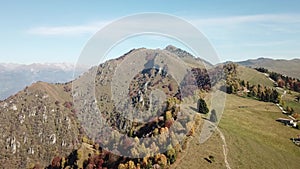 4K Drone aerial view to the Orobie Alps and Formico pick in a clear and blue day.