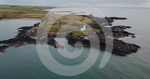 4k drone fly over footage of Elie Lighthouse, Fife, Scotland