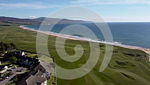 4k drone footage of the coast at Brora in Scotland