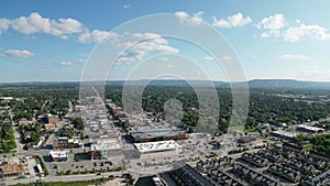 4K drone footage from Collingwood, Ontario circling around Downtown