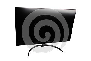 4k flat-screen LCD computer monitor, TV mockup, black blank HD monitor mockup, modern video panel. Widescreen show your business