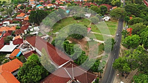 4K flying video of balinese houses on Serangan island, Bali, Indonesia.