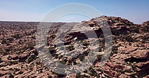 4K Footage Aerial View to the Ancient Laas Geel, cave formations on the rural outskirts of Hargeisa, Somaliland