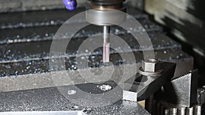 4K footage of CNC milling machine bore cutting the mold parts by solid end-mill tool.