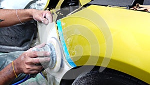 4K Garage Car body work car auto car repair car paint after the accident during the spraying automotive.