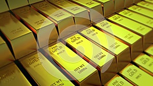 4k Gold bullion gold bars treasury wealth Ingot luxury finance goods trading.