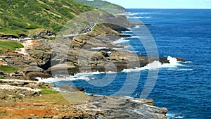 4k Hawaii, Island Of Oahu Cliffs And Sea, East Oahu Coastline.