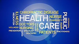 4k Health Care Animated Tag Word Cloud,Text Design Animation Typography.