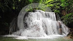 4k Huay Mae Khamin Waterfalls, Kanchanaburi, Thailand with sound for design travel destination purpose