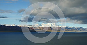 4k huge clouds mass rolling over lake namtso & snow mountain,tibet mansarovar.