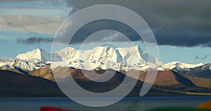 4k huge clouds mass rolling over lake namtso & snow mountain,tibet mansarovar.