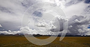 4k huge clouds mass rolling over tibet namtso mountains,roof of the World.