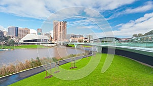 4k hyperlapse video of flying across a beautiful beach in Australia4k timelapse video of riverbank precinct in Adelaide, South