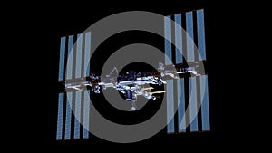 4K. International Space Station Rotates Solar Panels. With Alpha matte.