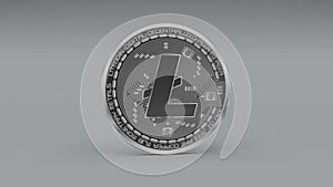 4k Litecoin coin LTC Crypto Currency Logo 3D rotate finance monetary business.