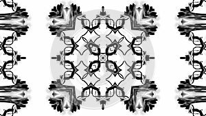 4k loop animation with black and white tapes are twisted and form complex structures like symmetric ornament pattern