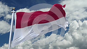 4k looping flag of Indonesia waving in wind,timelapse rolling clouds background.