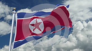 4k looping flag of Korea waving in wind,timelapse rolling clouds background.