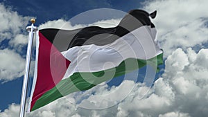 4k looping flag of Palestine waving in wind,timelapse rolling clouds background.