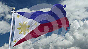 4k looping flag of Philippines waving in wind,timelapse rolling clouds background.