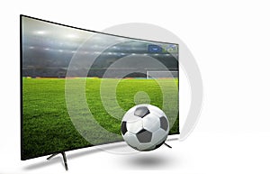 4k monitor watching smart tv translation of football game