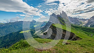 4K Motion Timelapse of Seceda mountain in the Dolomites, Italy