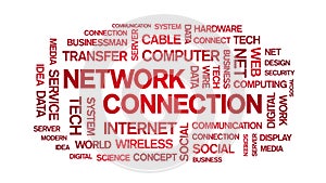 4k Network Connection Animated Word Cloud,Text Design Kinetic Typography loop.