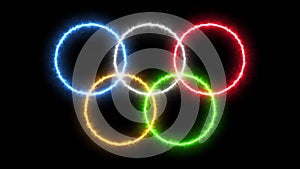 4k Olympic Games Background With Burning Rings