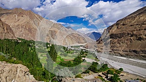 4K Panning Timelapse of turtuk village, Diskit, Jammu and Kashmir, India