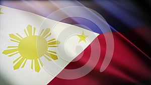 4k Philippines National flag wrinkles wind Philippine seamless loop background.