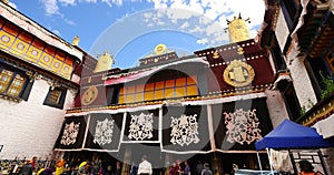 4k Pilgrams Praying In Front Of The Jokhang Temple In Lhasa,Tibet.